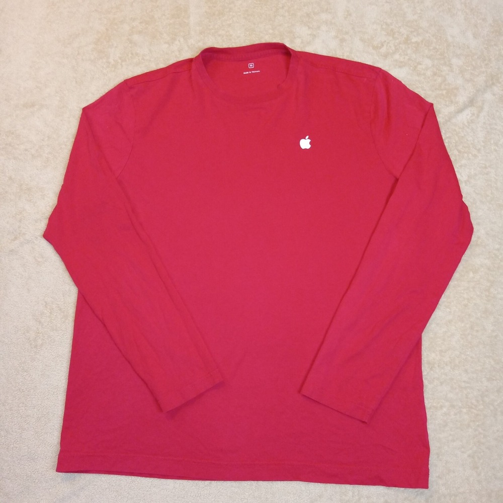 Apple Store Employee T-Shirt Long Sleeve Medium Red‎